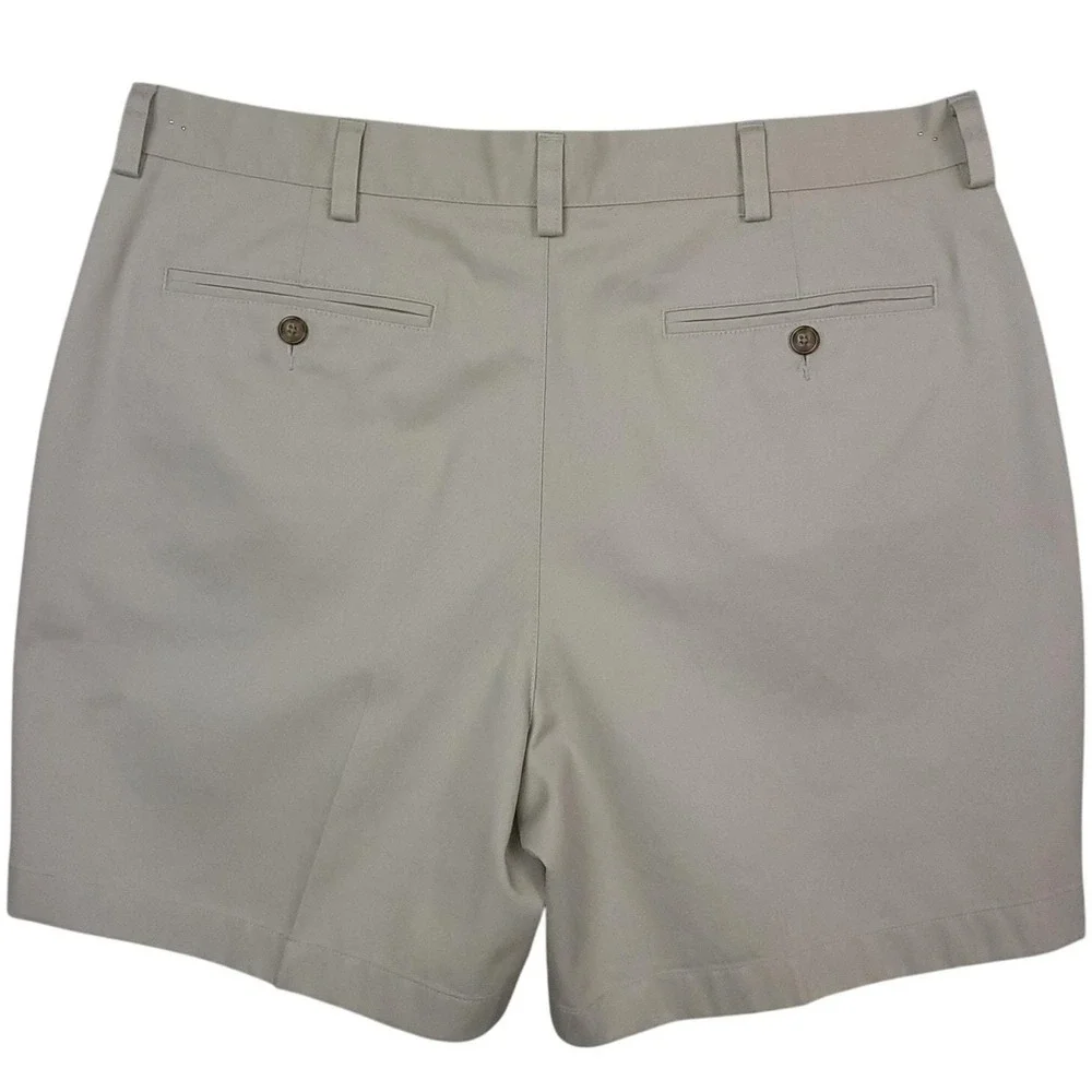 L.L.Bean Mens Wrinkle-Free Double L Chino Shorts Sz 35 Khaki Preppy Golf 215650